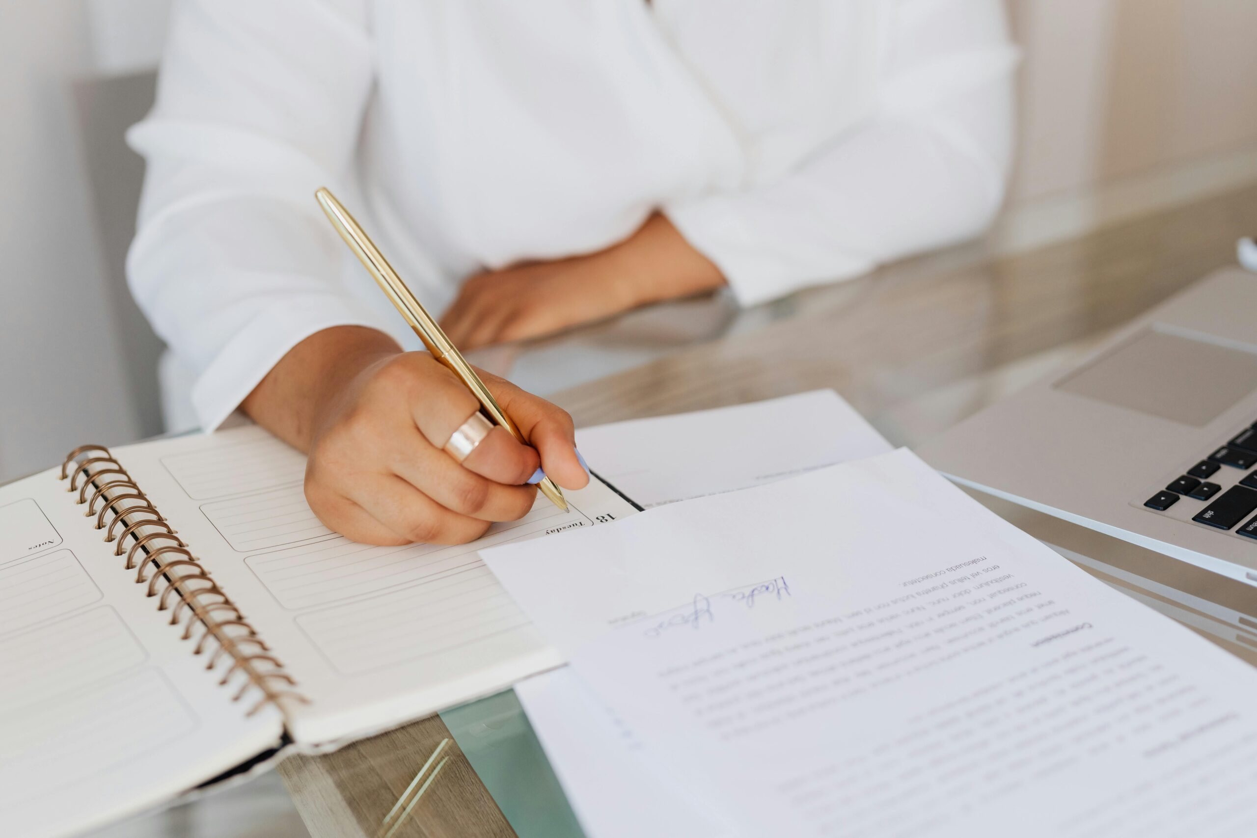 woman completing business notes